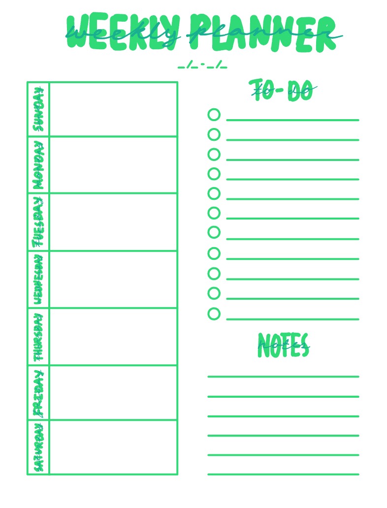 Green Undated Weekly Planner - Notability Gallery