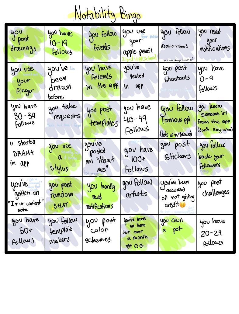 Notability Bingo!! - Notability Gallery