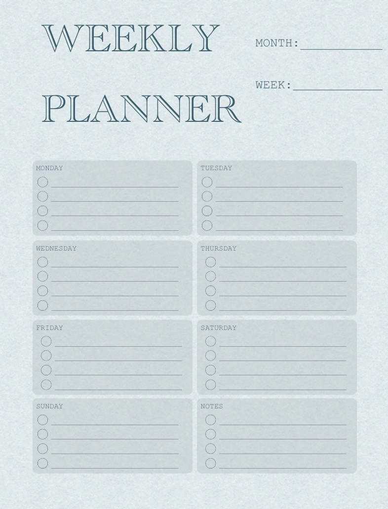 Weekly Planner - Blue Modern - Notability Gallery