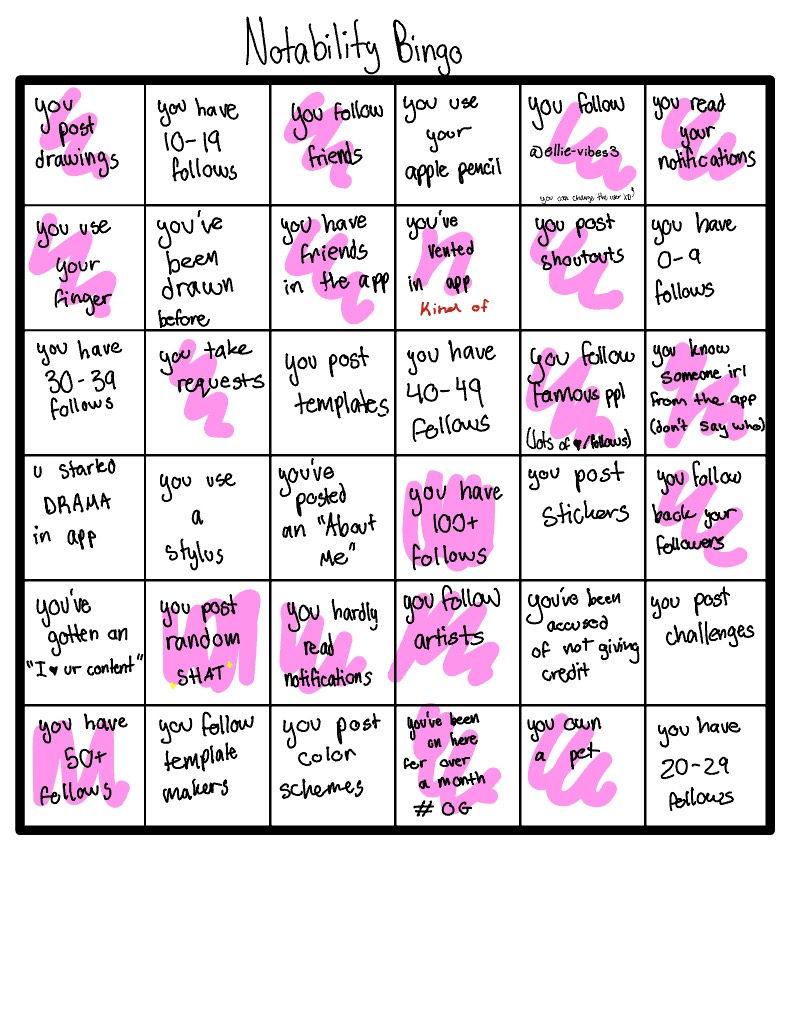 Notability Bingo! (=^x^=) - Notability Gallery