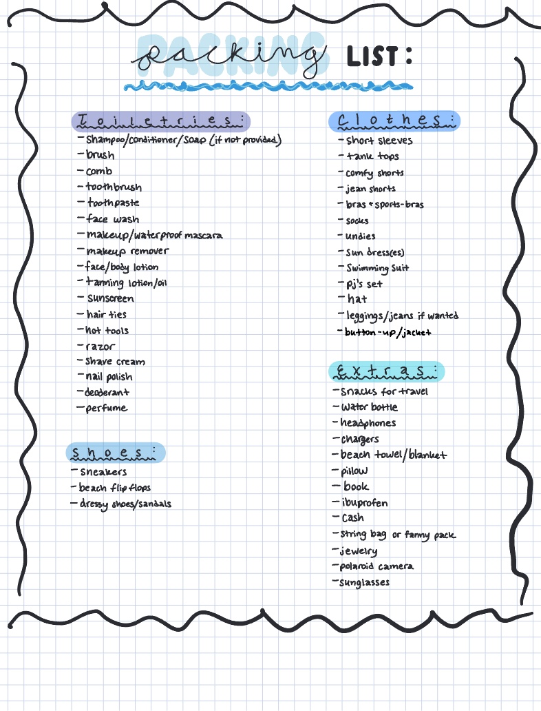Vacation Packing List 3 - Notability Gallery