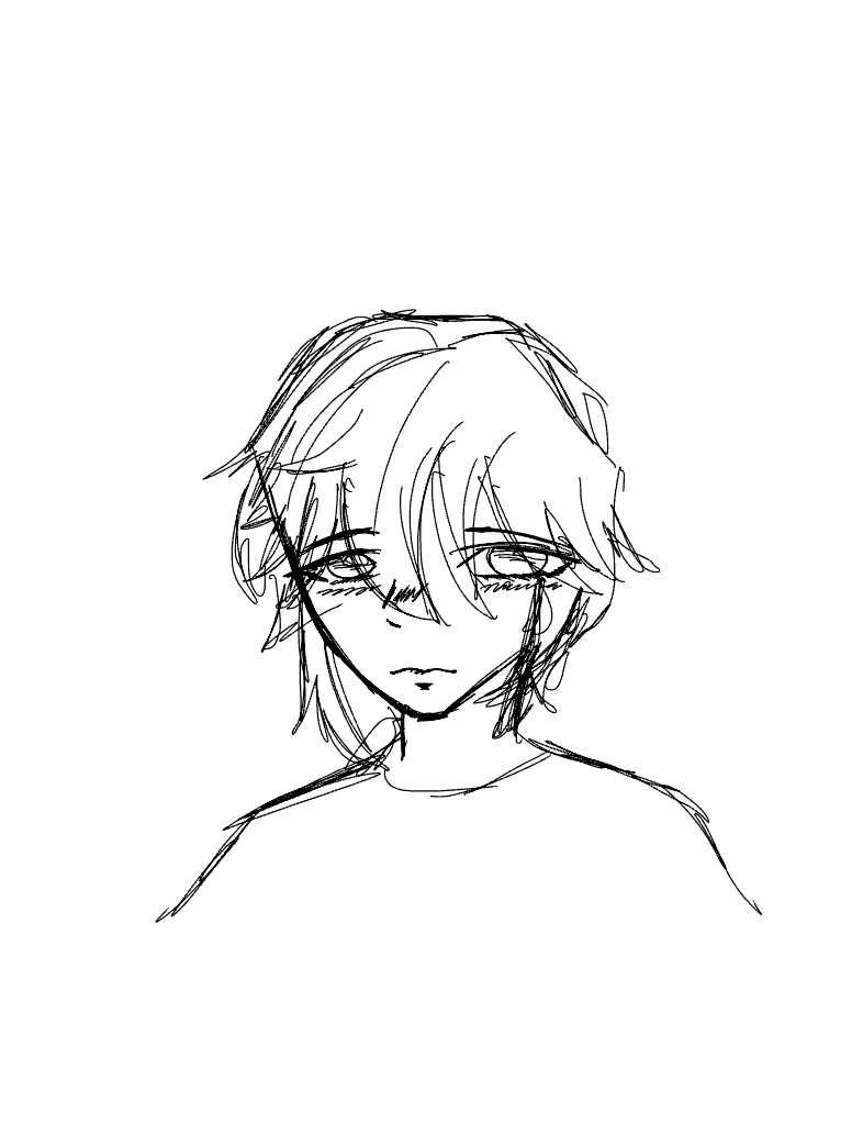 sad anime boy drawing