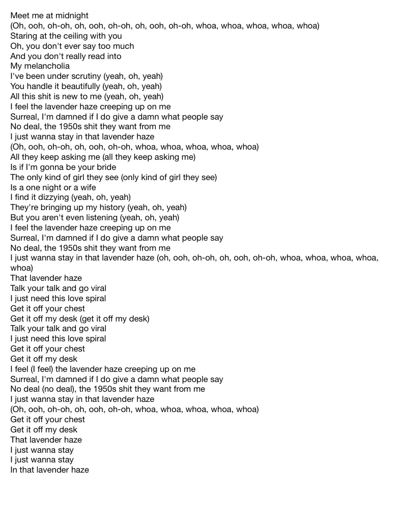 Lavender Haze Lyrics