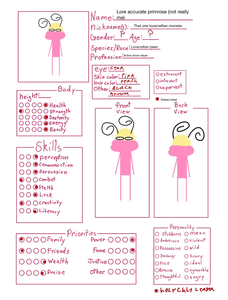 Character Sheet - Notability Gallery