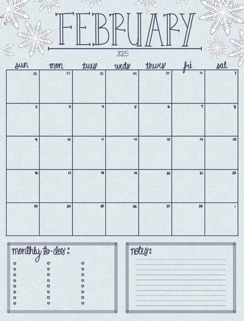 February Monthly Calendar 2025 - Notability Gallery
