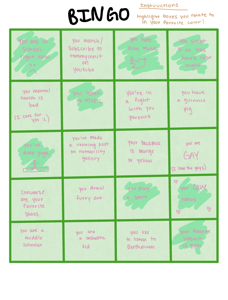 Bingo Board!! - Notability Gallery