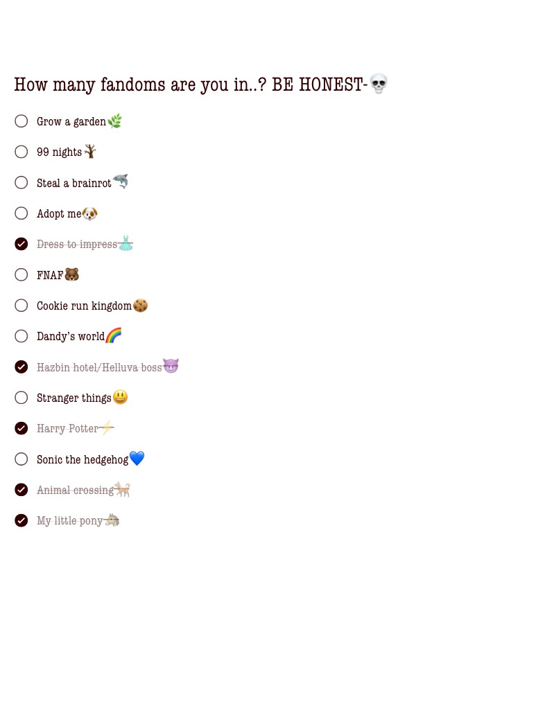 What Fandom Are You In (honest) - Notability Gallery