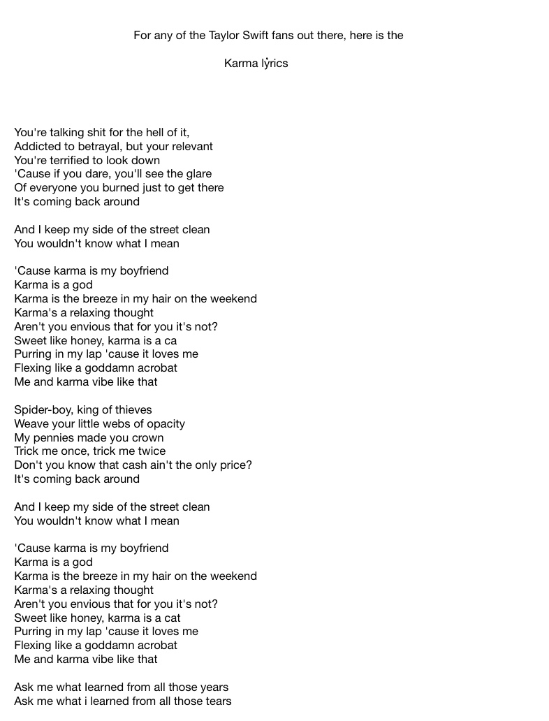 Karma by AJR Clean lyrics 