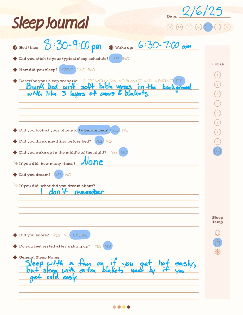 Sleep Journal For Weekdays - Notability Gallery
