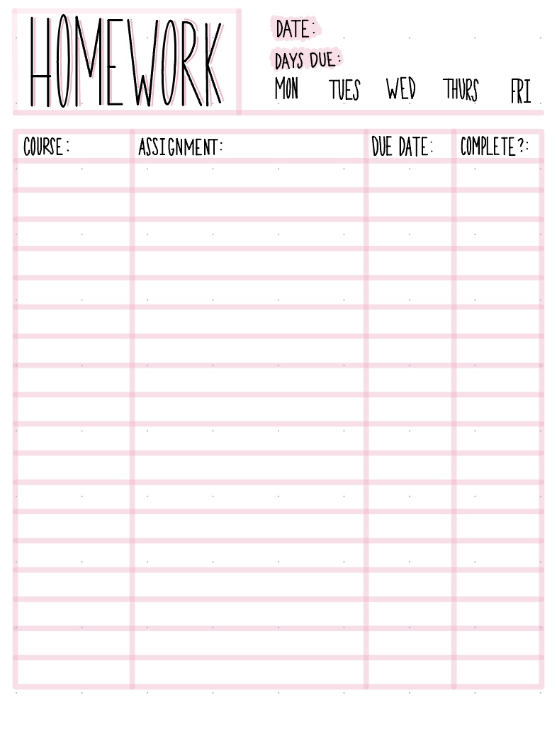 notability homework planner template