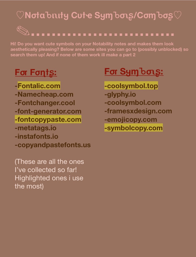 Notability Fonts-Symbol Sites - Notability Gallery