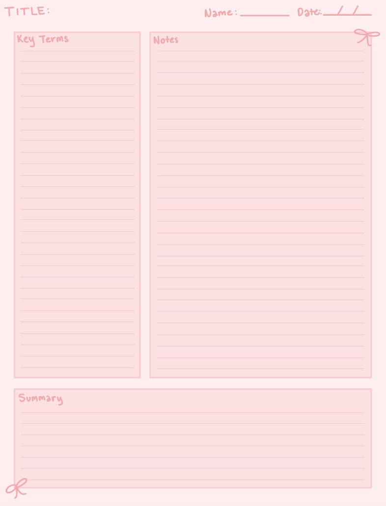 Pink Cornell Notes - Notability Gallery